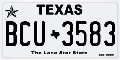 TX license plate BCU3583