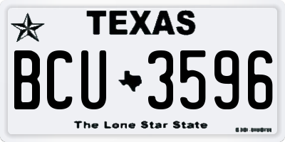 TX license plate BCU3596