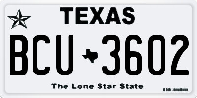 TX license plate BCU3602