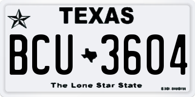 TX license plate BCU3604