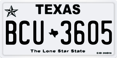 TX license plate BCU3605