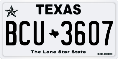 TX license plate BCU3607