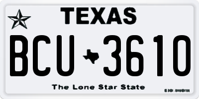 TX license plate BCU3610