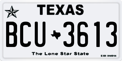 TX license plate BCU3613
