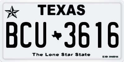 TX license plate BCU3616