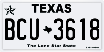 TX license plate BCU3618
