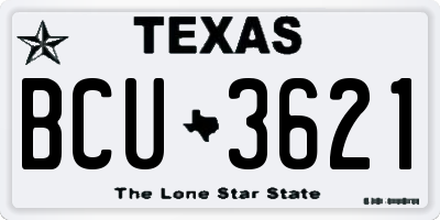 TX license plate BCU3621