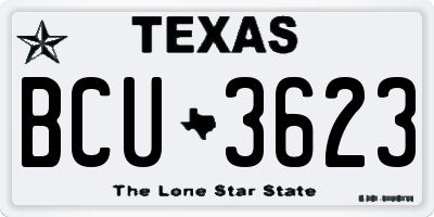 TX license plate BCU3623