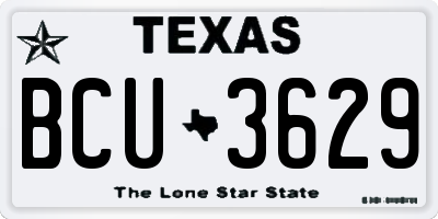 TX license plate BCU3629