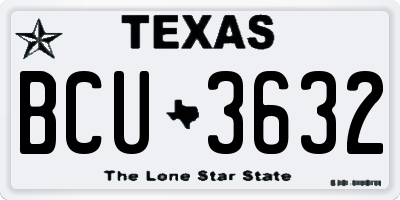 TX license plate BCU3632