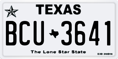 TX license plate BCU3641