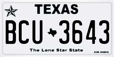 TX license plate BCU3643