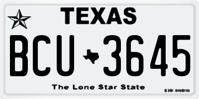 TX license plate BCU3645