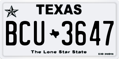 TX license plate BCU3647