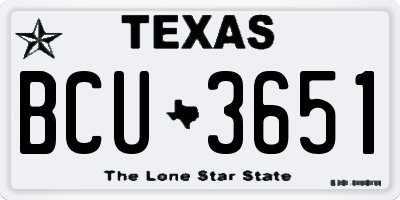 TX license plate BCU3651