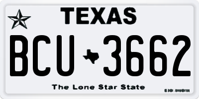 TX license plate BCU3662