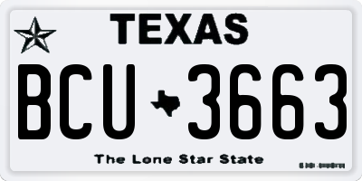 TX license plate BCU3663