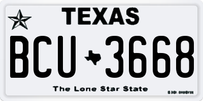 TX license plate BCU3668