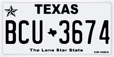 TX license plate BCU3674