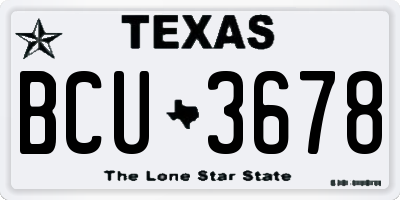 TX license plate BCU3678
