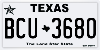 TX license plate BCU3680