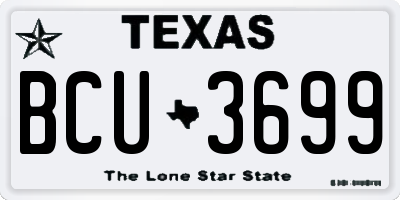 TX license plate BCU3699