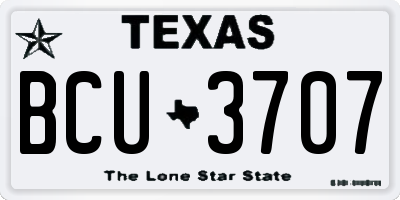 TX license plate BCU3707