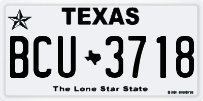 TX license plate BCU3718