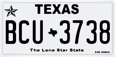 TX license plate BCU3738