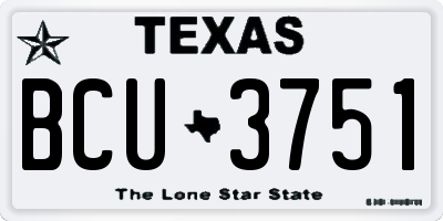 TX license plate BCU3751