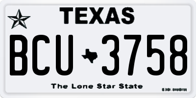 TX license plate BCU3758
