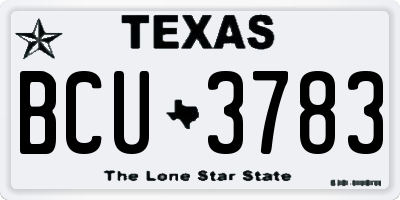 TX license plate BCU3783