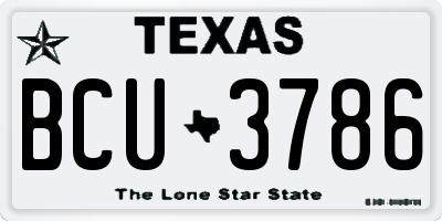 TX license plate BCU3786