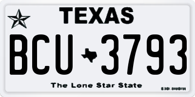 TX license plate BCU3793