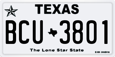 TX license plate BCU3801