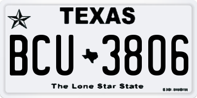 TX license plate BCU3806