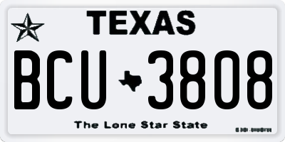 TX license plate BCU3808