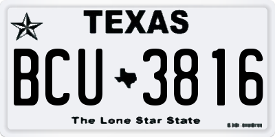 TX license plate BCU3816