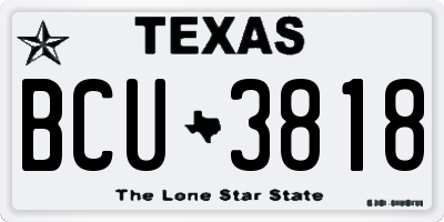 TX license plate BCU3818