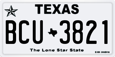 TX license plate BCU3821