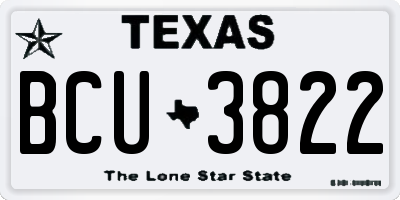 TX license plate BCU3822