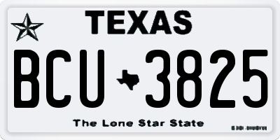 TX license plate BCU3825