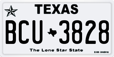TX license plate BCU3828
