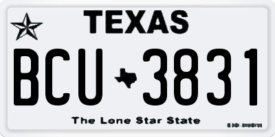 TX license plate BCU3831