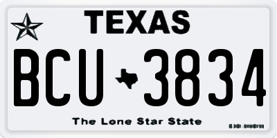 TX license plate BCU3834