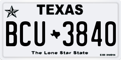 TX license plate BCU3840