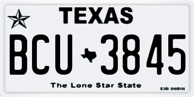 TX license plate BCU3845