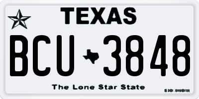 TX license plate BCU3848