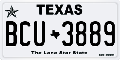 TX license plate BCU3889