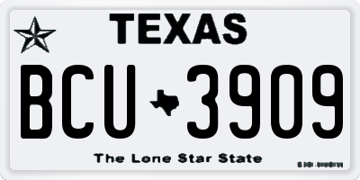 TX license plate BCU3909